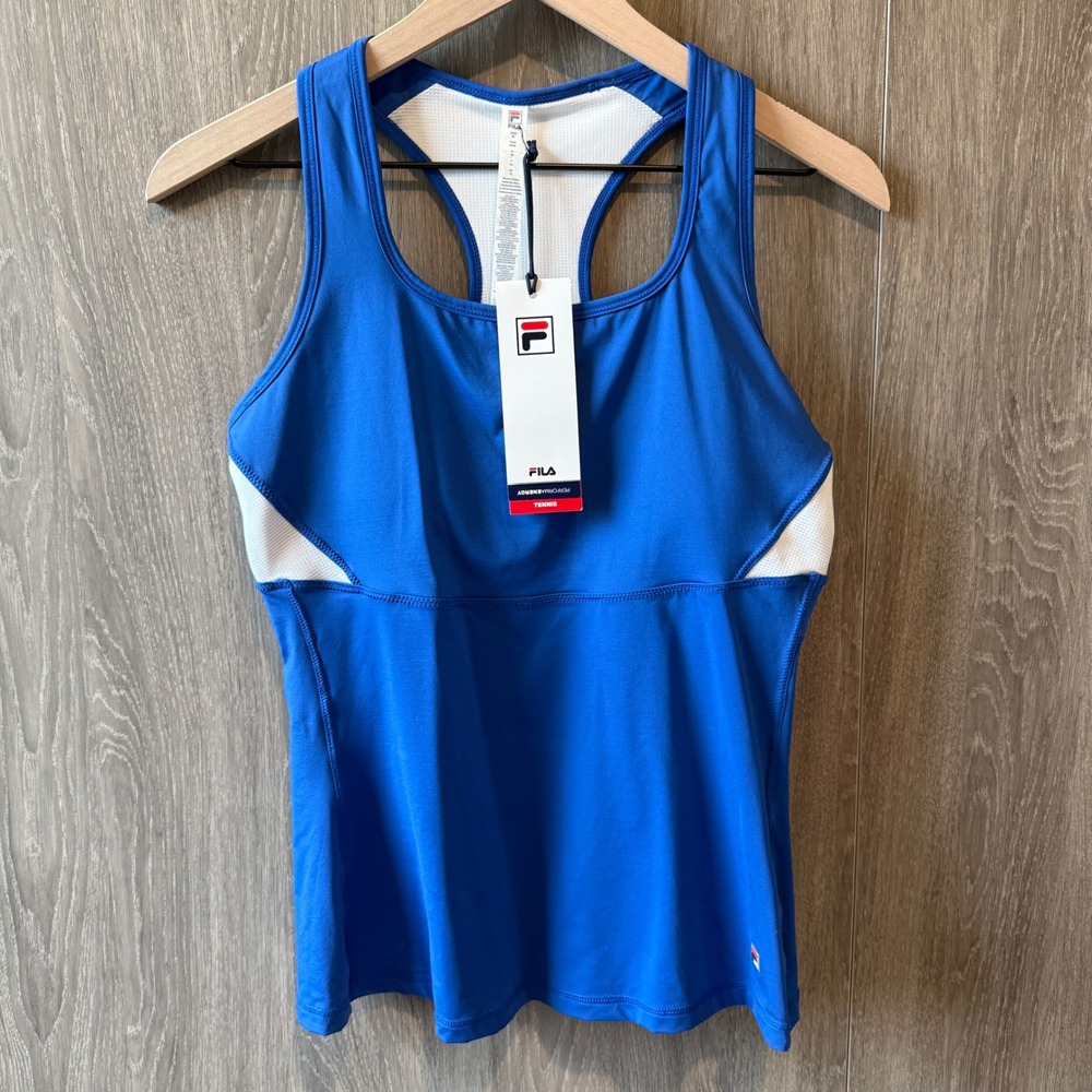 Fila‎ Racerback Tank Top Womens Medium Blue White Tennis Performance Sporty NWT